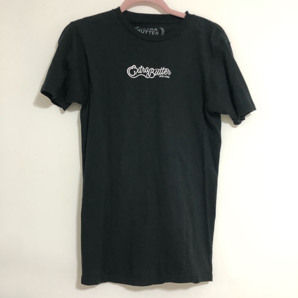 EXTRA BUTTER Mens Black Tee Size Small
